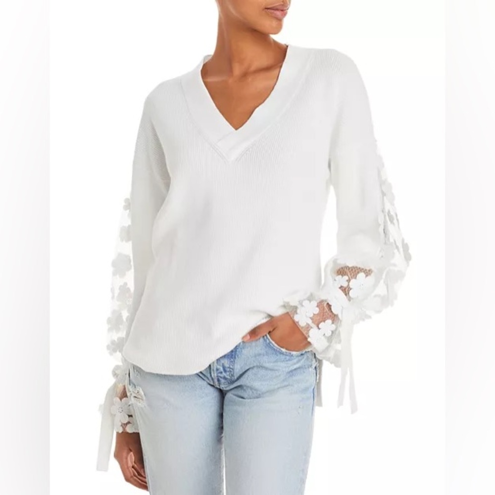 French Connection White Floral Sleeve Blouse